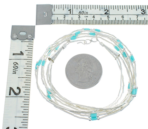 Hand Strung Turquoise Liquid Silver Necklace NX11635